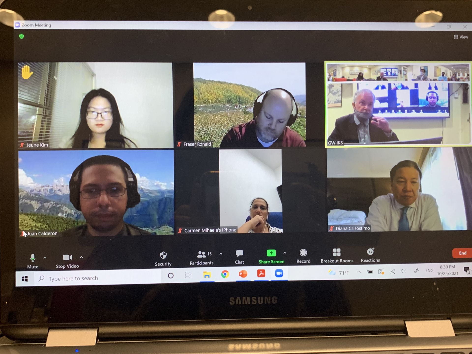 screenshot of participants of the 2021 GWIKS North Korea Program on zoom