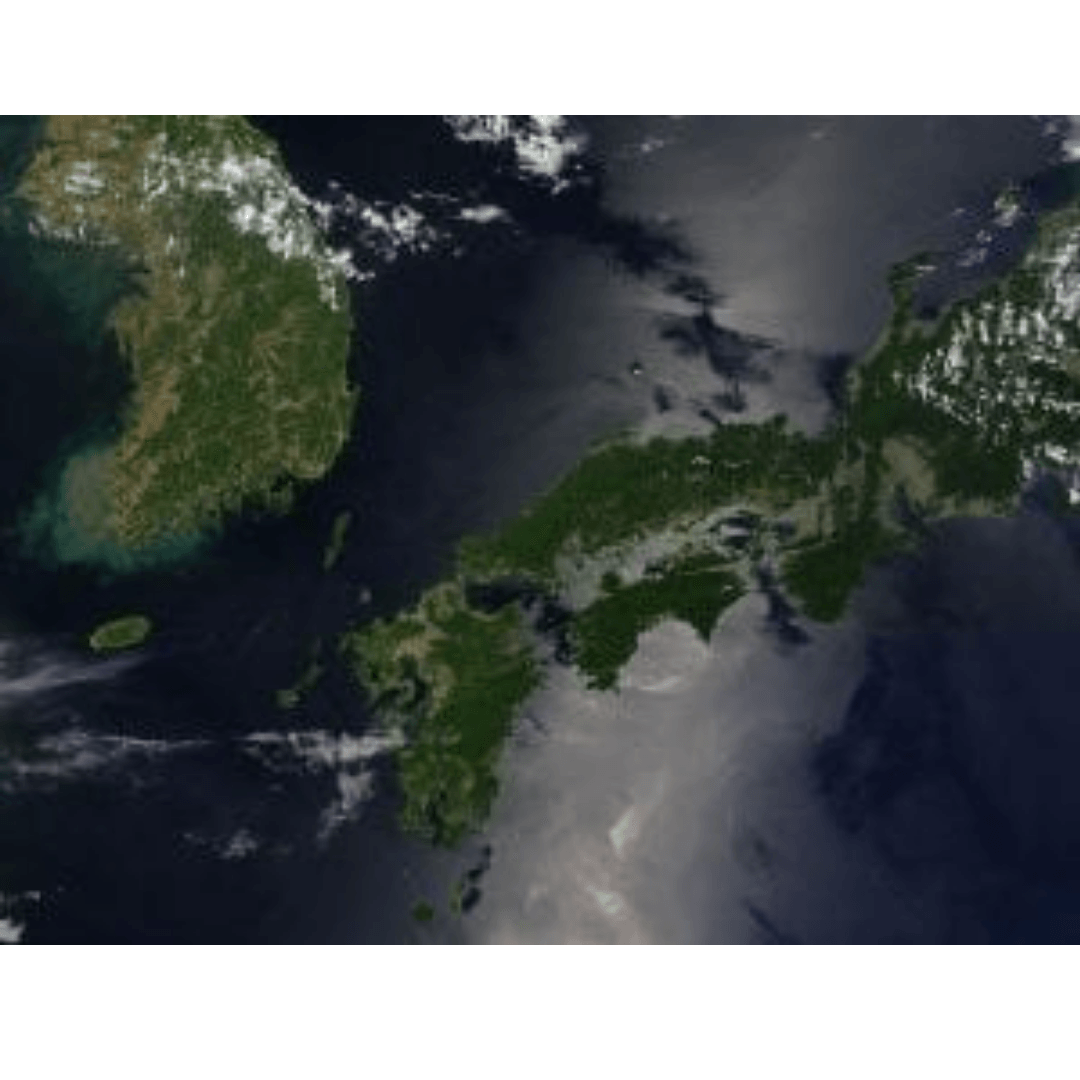 Satellite view of Japan and Korea